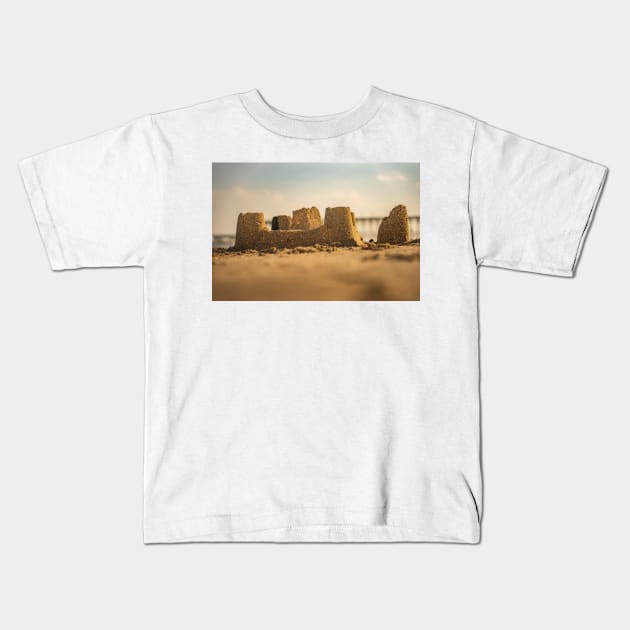 Ocean Isle Beach Sandcastle Kids T-Shirt by KensLensDesigns